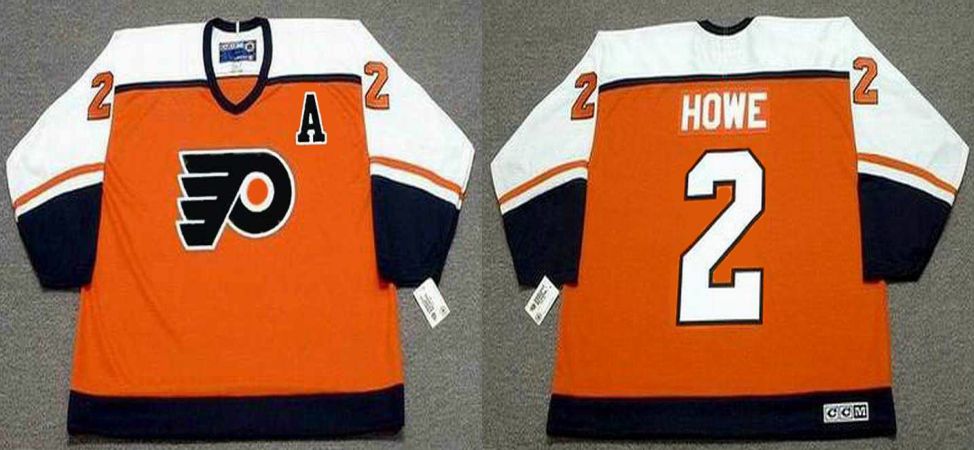 2019 Men Philadelphia Flyers 2 Howe Orange CCM NHL jerseys